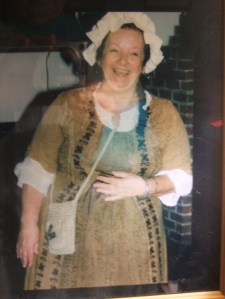 Author Arlene Bice in Colonial garb.